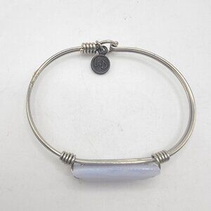 L & D Born In USA Pale Blue Bar Silver‎ Tone Bangle Bracelet